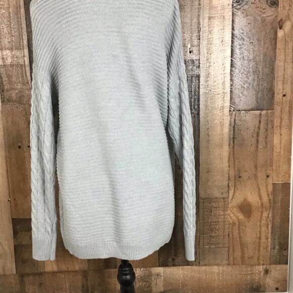 Caslon Women’s Size Small Gray Cable Knit V-Neck Oversized Pullover Sweater NWOT - Picture 11 of 14
